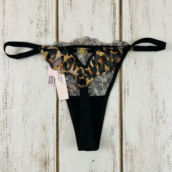 Victoria’s Secret Leopard Embroidery Adjustable Thong Pantie Medium - Picture 6 of 8